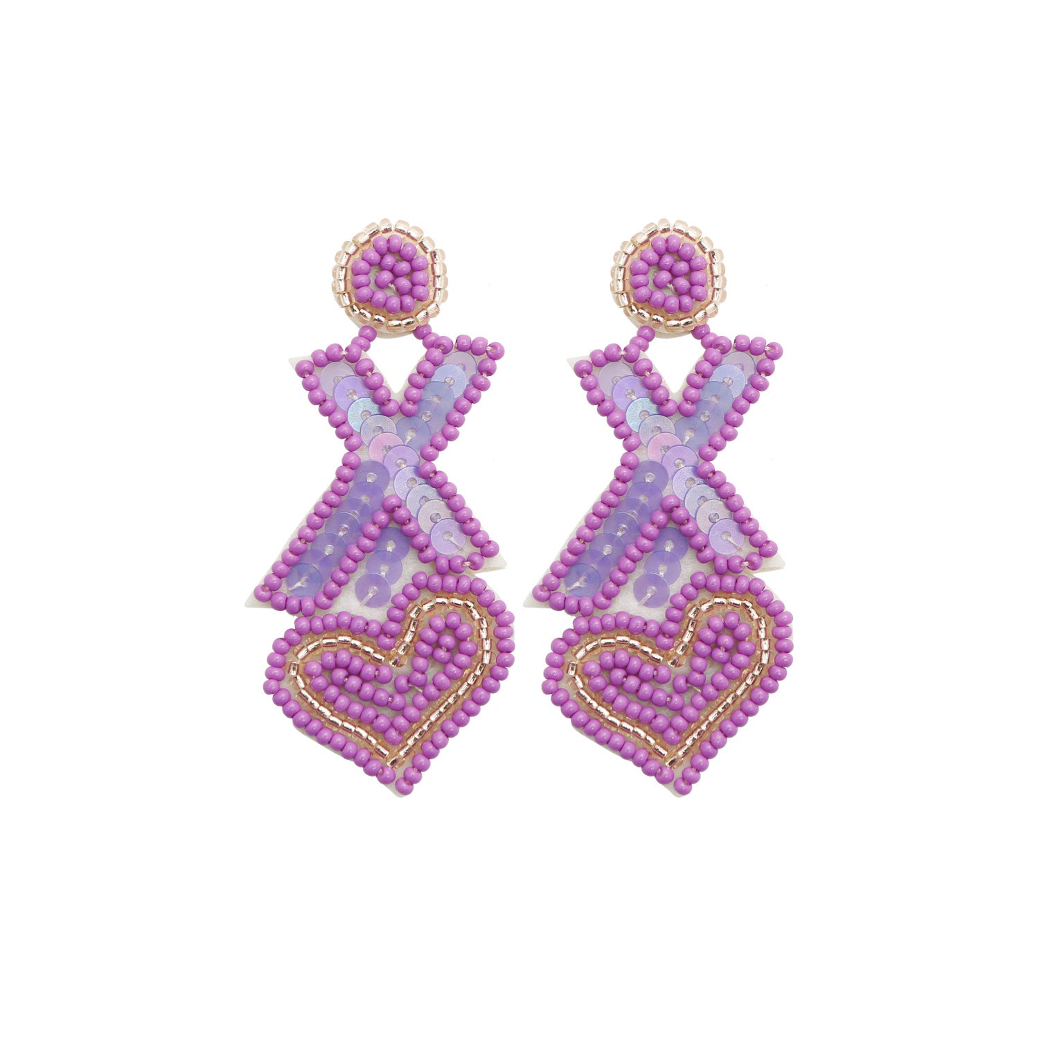Wholesale Bohemian Exaggerated Retro Heart-shaped Ethnic Rice Beads Earrings Handmade Tassel Love Mother's Day Earrings
